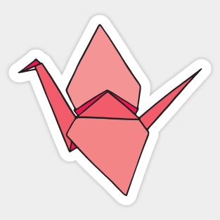 Pink Origami Paper Crane Sticker